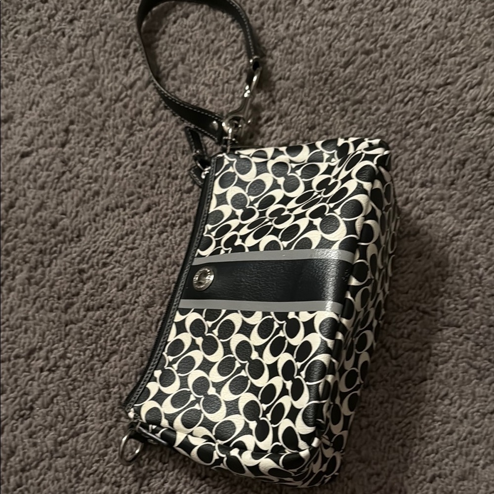 Coach Black and White Patterned Wristlet